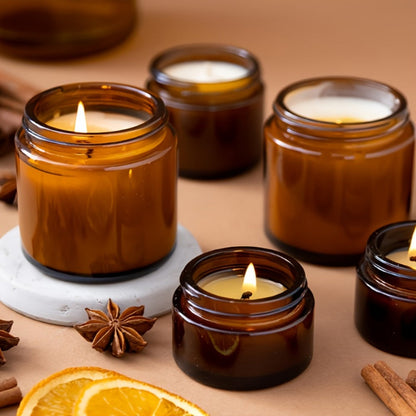 Brown Frosted Glass Jars with Lids 24 Pack – 2 oz Amber Glass Cosmetic Containers with Spoons & Labels, Non-Slip Base, UV-Protective Storage for Face Cream, Lotion, Body Butter, Candle Making & DIY Skincare