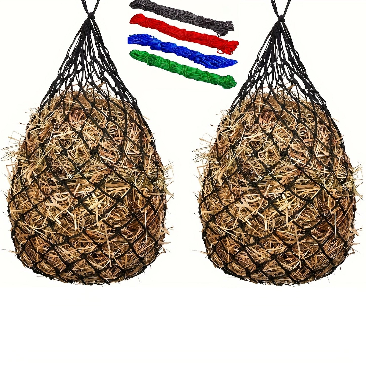 Slow Feed Hay Net for Horses 2-Pack – Durable Hay Bag Feeding Net for Horse, Sheep & Donkey | Reduces Waste & Promotes Healthy Eating, Available in Blue, Red & Green