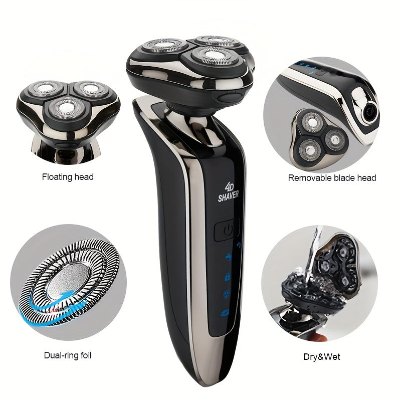 3D Rotary Shaver for Men 5-in-1 Rechargeable Electric Razor Beard Trimmer Nose Hair Trimmer Facial Cleaning Brush Grooming Kit Gift for Dad Husband Boyfriend