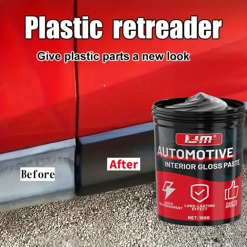 150G KJM Automotive Plastic Restorer And Whitening Cream - All-In-One Dashboard, Tire And Seat Restorer, Polish for Car Interior Gloss And Upholstery Care, Dashboard Shine Enhancer | Auto Interior Makeover | Long-Lasting Protection