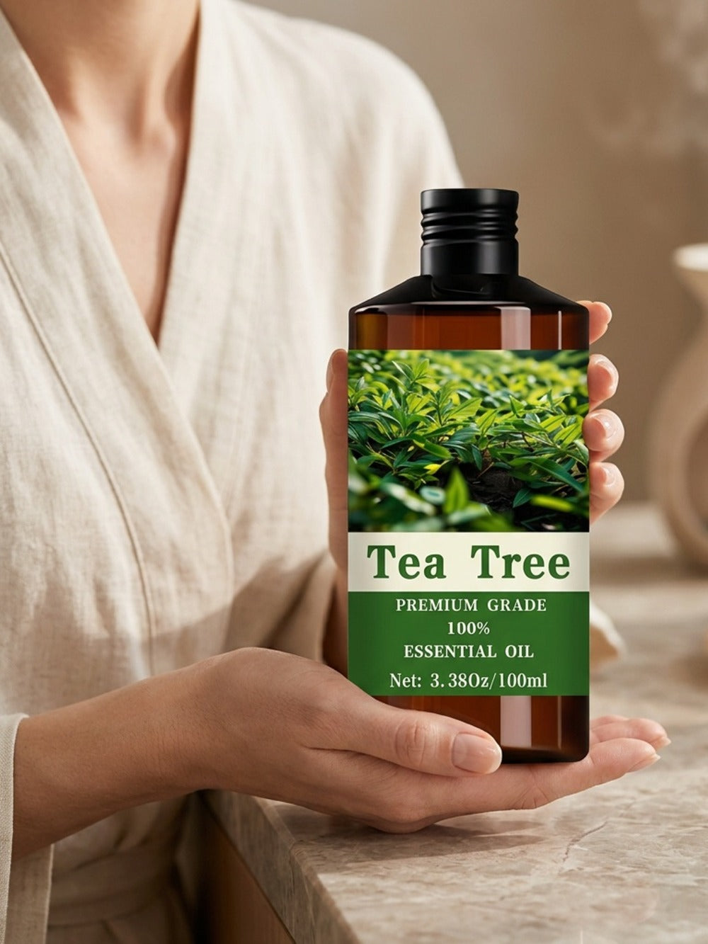 Tea Tree Essential Oil 100ml — 100% Pure Aromatherapy Oil for Skin Care, Hair & Scalp, Nail Care, Massage, Diffuser & Meditation, Cleansing Gift for Women and Men