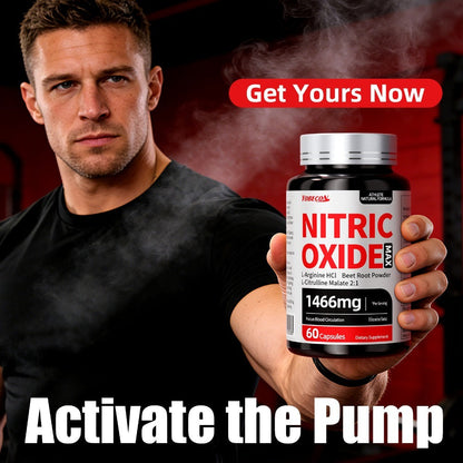 Nitric Oxide Supplement 10-in-1 with L-Arginine, L-Citrulline, AAKG & Beetroot - Blood Flow, Endurance & Energy Booster for Men and Women - Pre-Workout Performance Formula
