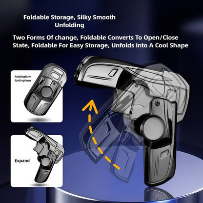 Windproof Refillable Lighter Gyro Racer Design Foldable Butane Gas Lighter with Portable Case for Outdoor Camping Hiking Daily EDC Cool Novelty Lighter Gift No Gas Included