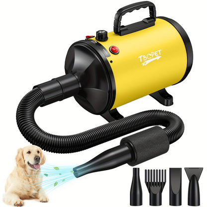 Dog Hair Dryer 3800W High Power - Professional Pet Grooming Blow Dryer with Adjustable Speed & Temperature Control, 4 Nozzles for Dogs & Cats, Easy to Use & Clean