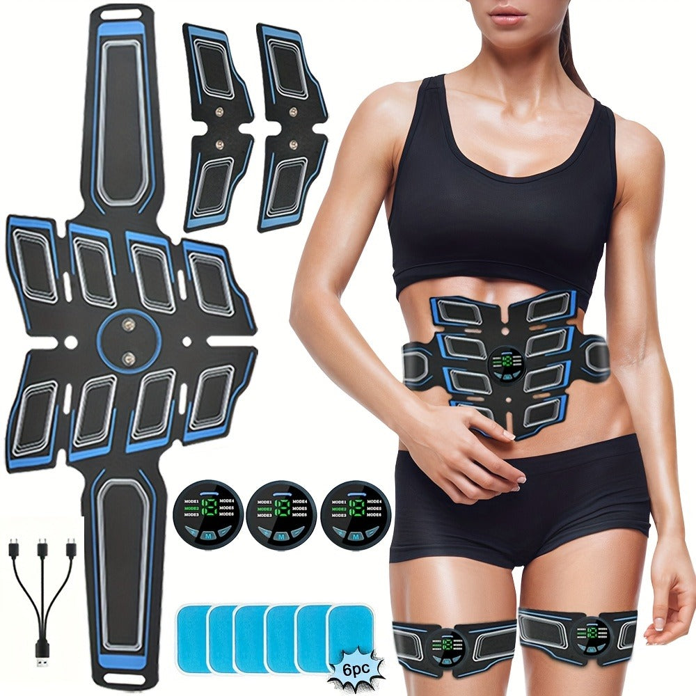 EMS Ab Muscle Training Band – Whole Body Electric Muscle Stimulator Belt for Abdominal Toning, Passive Workout During Reading, Watching TV & Housework