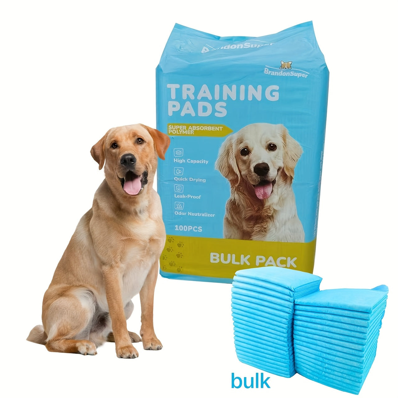 Disposable Dog Pee Pads XXXL Oversized – 6-Layer Waterproof & Odor-Resistant Training Pads for Small & Large Dogs, Puppies & Senior Dogs | 80-Count 23x23" or 100-Count 34x28" Upgraded Options