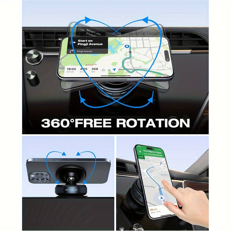 360-Degree Adjustable Magnetic Phone Holder, Designed for New Vehicles, Multifunctional Navigation Mount, Compatible with Cars, Gyms, Mirrors, And Smooth Surfaces, Featuring a Non-Adhesive Suction Cup