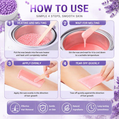 Hard Wax Beads for Hair Removal Full Body 1000g/2000g — Professional Waxing Kit with 20 Applicator Sticks, Low Melting Point Beginner-Friendly Depilatory Wax for Sensitive Skin, Unisex Women & Men