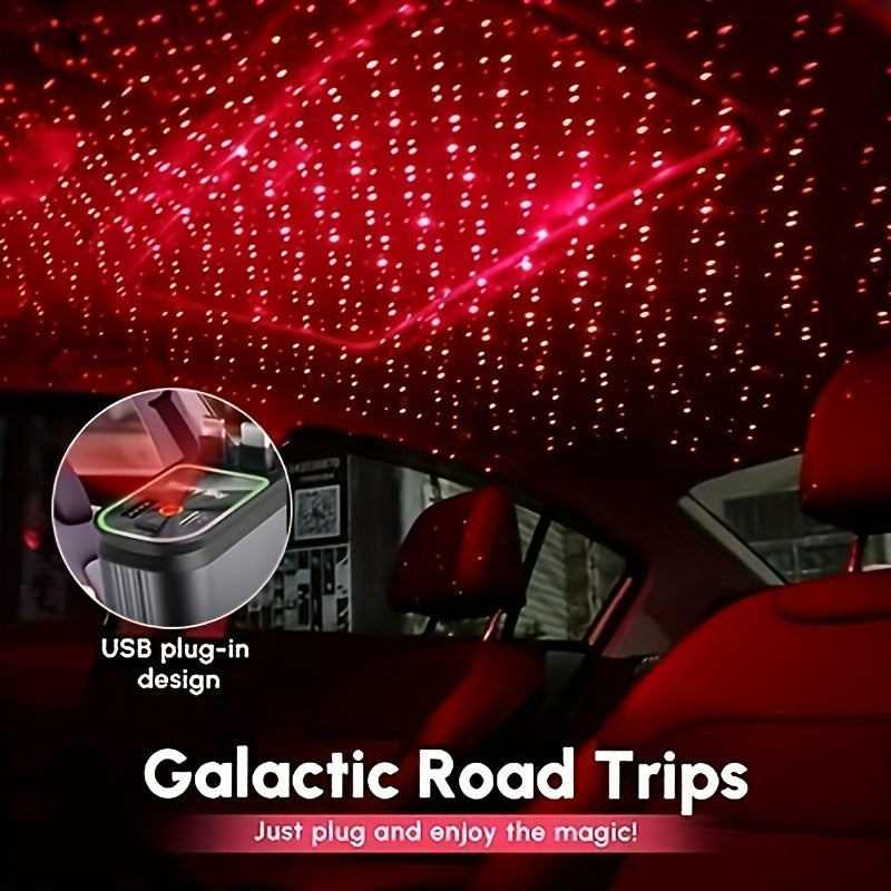 Star Projection Night Light Charger, LED Decorative Romantic Roof Ceiling Light, 4-In-1 Fast Charging USB Car Adapter, 66W with 2.6Ft Retractable Cable, Adjustable Orientation And 2 USB Ports, Perfect for Apple And for Android Phone Holiday Gifts