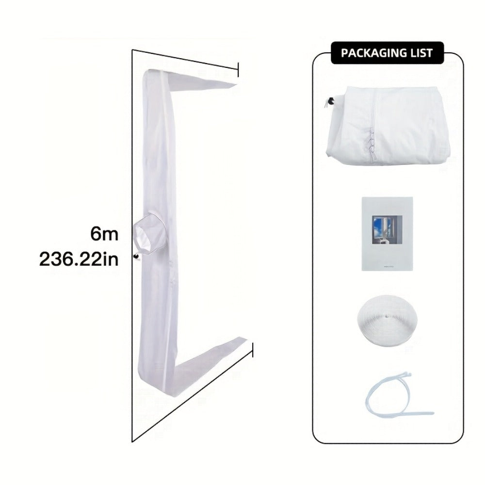 Portable AC Window Sealing Strip Universal | Adjustable Air Conditioner Exhaust Hose Seal Kit with Zipper & Adhesive | 4M 5M 220" 236" Sizes for All Portable Air Conditioners