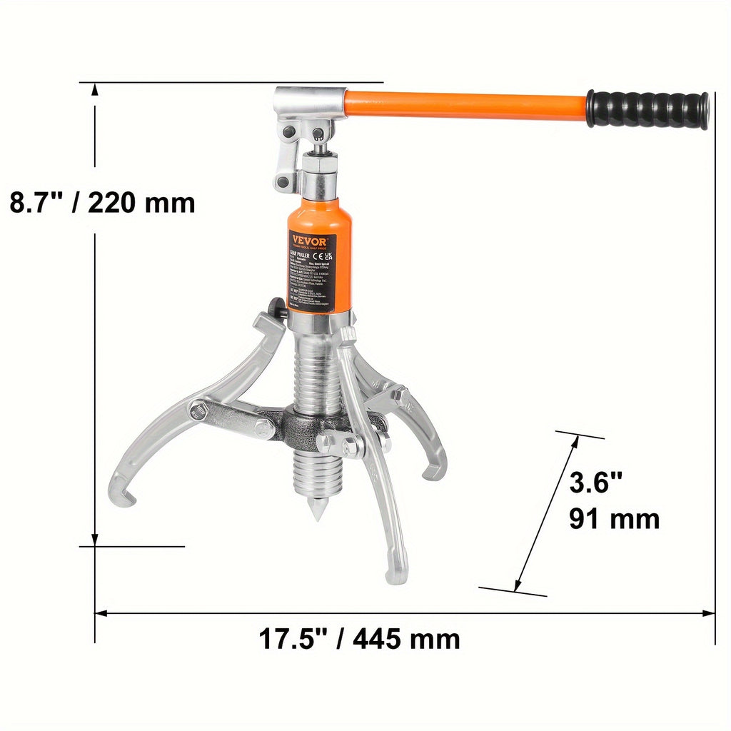 VEVOR Hydraulic Gear Puller, 5 Ton Max Capacity Wheel Bearing Pulling Separator, 2 Or 3 Jaws Puller, Vertically And Horizontally, 8" Jaw Hydraulic Puller With Case For Pulling Hubs