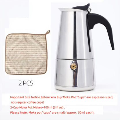 Stainless Steel Moka Pot Italian Espresso Maker – 2/4/6/9 Cup Stovetop Coffee Maker, Straight Style Moka Express for Home, Camping & Outdoor Use, Includes Cleaning Cloth – Professional Espresso Brewer