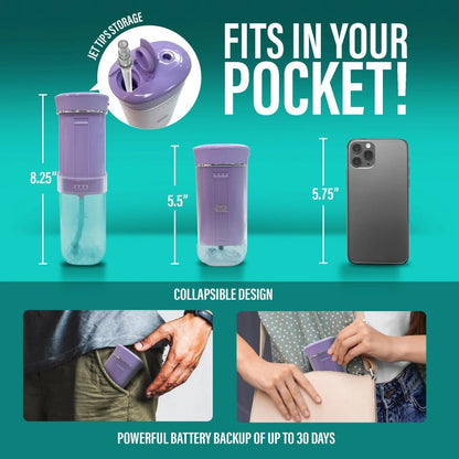 Compact Water Flosser Portable Travel Oral Irrigator – Collapsible 290ml Tank, 4 Flossing Modes, 1800 Pulses/Min, Smart Timer, TSA-Approved, BPA-Free, 30-Day Battery – Lavender