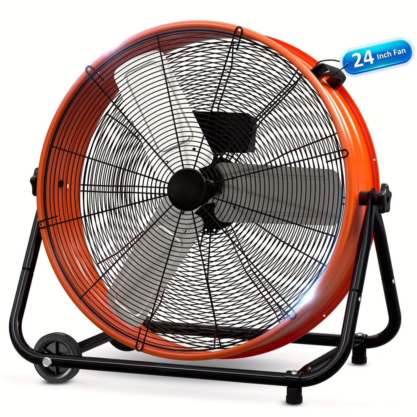 Industrial Drum Fan 24 & 30 Inch | High Velocity Floor Fan 9460-14000 CFM, 3-Speed Air Circulator with 180° Tilt for Warehouse, Garage, Workshop, Job Site & Large Space Cooling – Multiple Colors