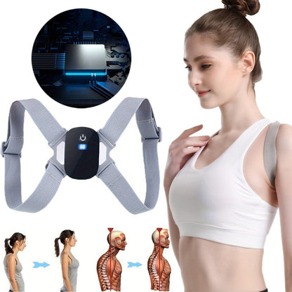 Smart Posture Corrector with Vibration Alert, Wireless Rechargeable Posture Trainer & Back Support Belt for Men Women, Adjustable Spine Correction Device for Office Gym, Hand-Washable Pink Gray Black