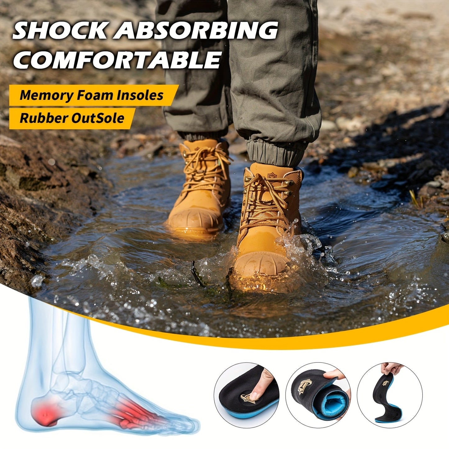 Men's Work & Safety Boots - Steel Toe Protection & Non-Slip Sole 601317