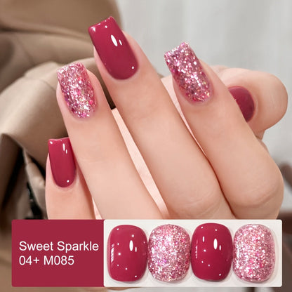 Glitter Gel Nail Polish 2-Color Set Candy Shimmer Soak Off UV LED – Photo Frame Bottle Nail Art Kit 0.51oz Each, Long Lasting Chip Resistant Sparkle for Salon & DIY Home Manicure