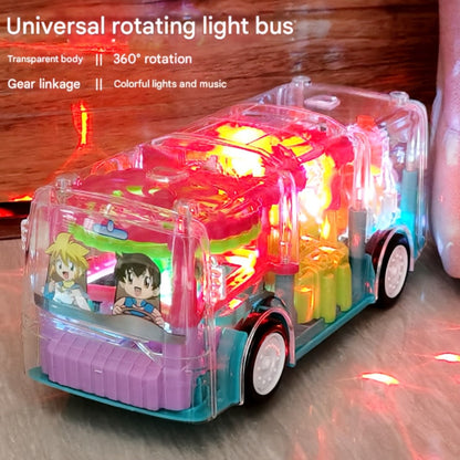 LED Light Up Transparent School Bus Toy with Colorful Flashing Lights – Toddler Toy for Boys & Girls Ages 2+, Birthday Christmas Holiday Gift (Green / Red)