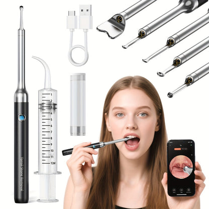 Intelligent Visual Tonsil Stone Removal Kit – 1080P HD Camera, 6 LED Lights, Wi-Fi & App Connection, Multi-Accessory Oral Inspection Tool for All Ages