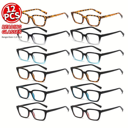 Blue Light Blocking Reading Glasses 12 Pack Bulk Set – Stylish Unisex Readers with Anti-Glare Lenses, Lightweight Frames, Multiple Magnification Strengths for Men and Women