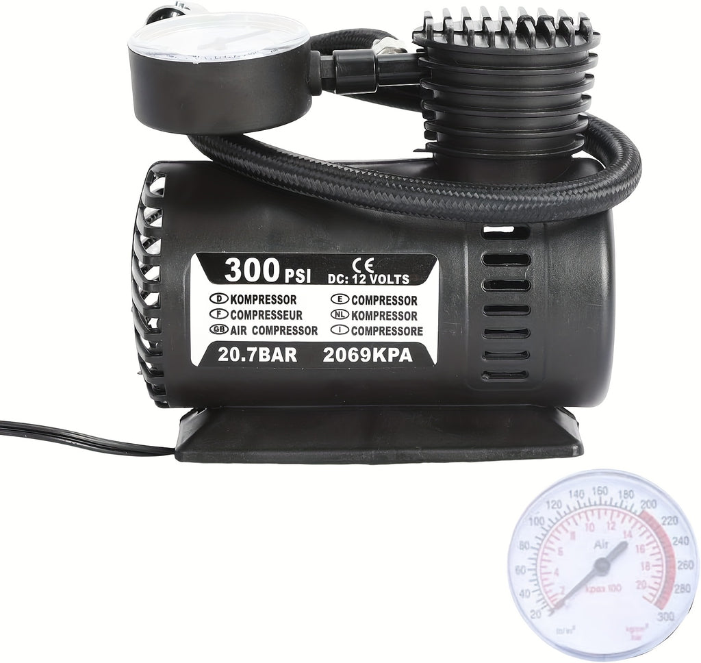 Automatic Electric Pneumatic, 300PSI 12V Mini Compressor Air Pump Electric Tire Air Inflator Pump Mini Air Compressor, Without Battery