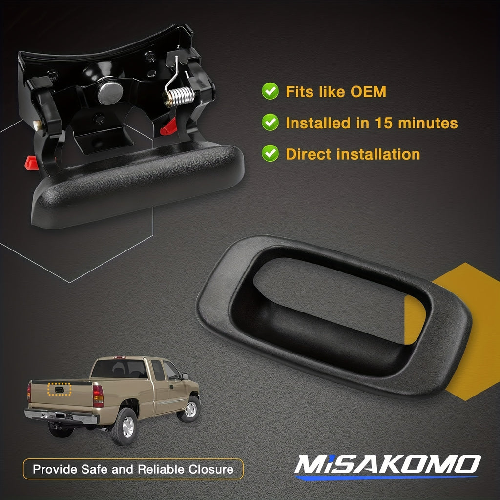 Tailgate Handle Latch And Bezel Trim with Rod Clips Compatible with Chevy Silverado And for GMC Sierra Models from 1999 to 2007, Including Truck Additions And Replacement Parts for Various Latch Numbers
