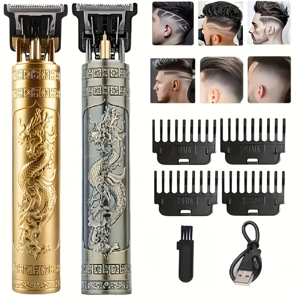 Beard Trimmer for Men USB Rechargeable Zero Contour Precision Edger Lithium Battery — Hair Clipper with Limit Comb ABS Body for Beard Facial Hair Body Grooming, Gold Black Bronze Home & Travel