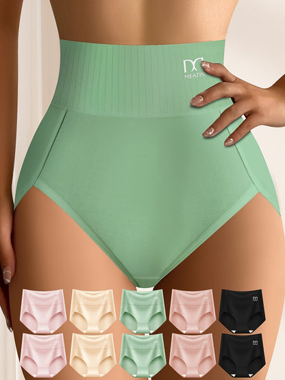 Women's 10-Pack High-Waist Briefs - Striped Everyday Comfort - Mixed colors