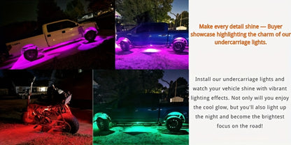 RGB Rock Lights Kit for Trucks & Cars, Sound-Activated LED Underbody Lights with APP & Remote Dual Control, 9 Large Beads Multicolor Chassis Neon Footwell Lighting for Pickup Off-Road