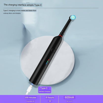 IPX7 Waterproof Electric Toothbrush with 8 Brush Heads & Travel Case – 3 Rotating Cleaning Modes, USB Type-C Fast Charge, Shower-Safe Sonic Toothbrush for Adults, Black & White