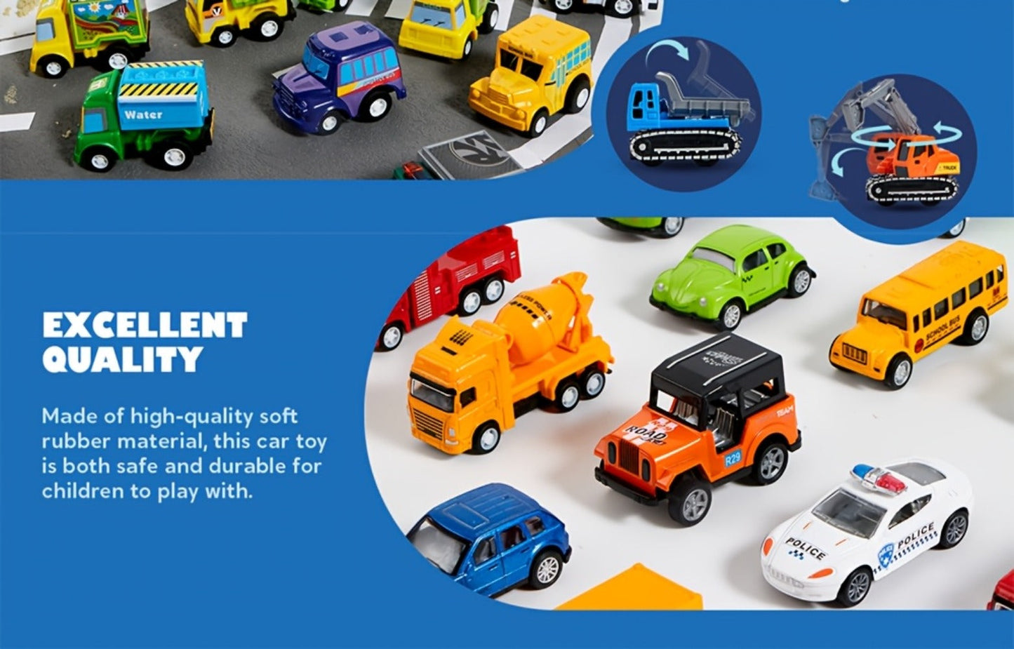 25PCS Pull Back Cars & Trucks Toy Vehicle Set for Kids – Fire Truck, Police Car, School Bus & More, Party Favors, Easter Basket Stuffers, Birthday Christmas Gift for Boys & Girls