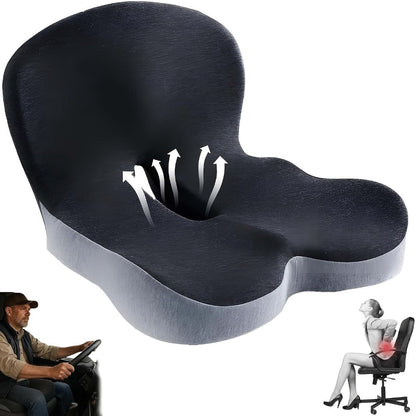 Memory Foam Seat Cushion with L-Shaped Back & Lumbar Support, Ergonomic Breathable Chair Cushion for Long Sitting, Home Office Chair Study Car Living Room Daily Comfort Cushion for Back Pain Relief