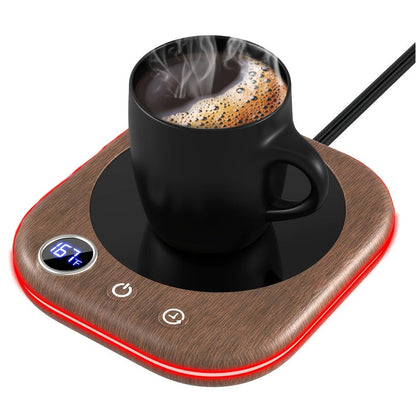 Smart Electric Coffee Mug Warmer 40W – Desktop Coffee Cup Thermos with Temperature Display, 3 Heat Settings, 1–12 Hour Timer & 4-Hour Auto Shut-Off, Keeps Coffee Tea Milk Cocoa Warm – Wood Grain Father's Day Gift