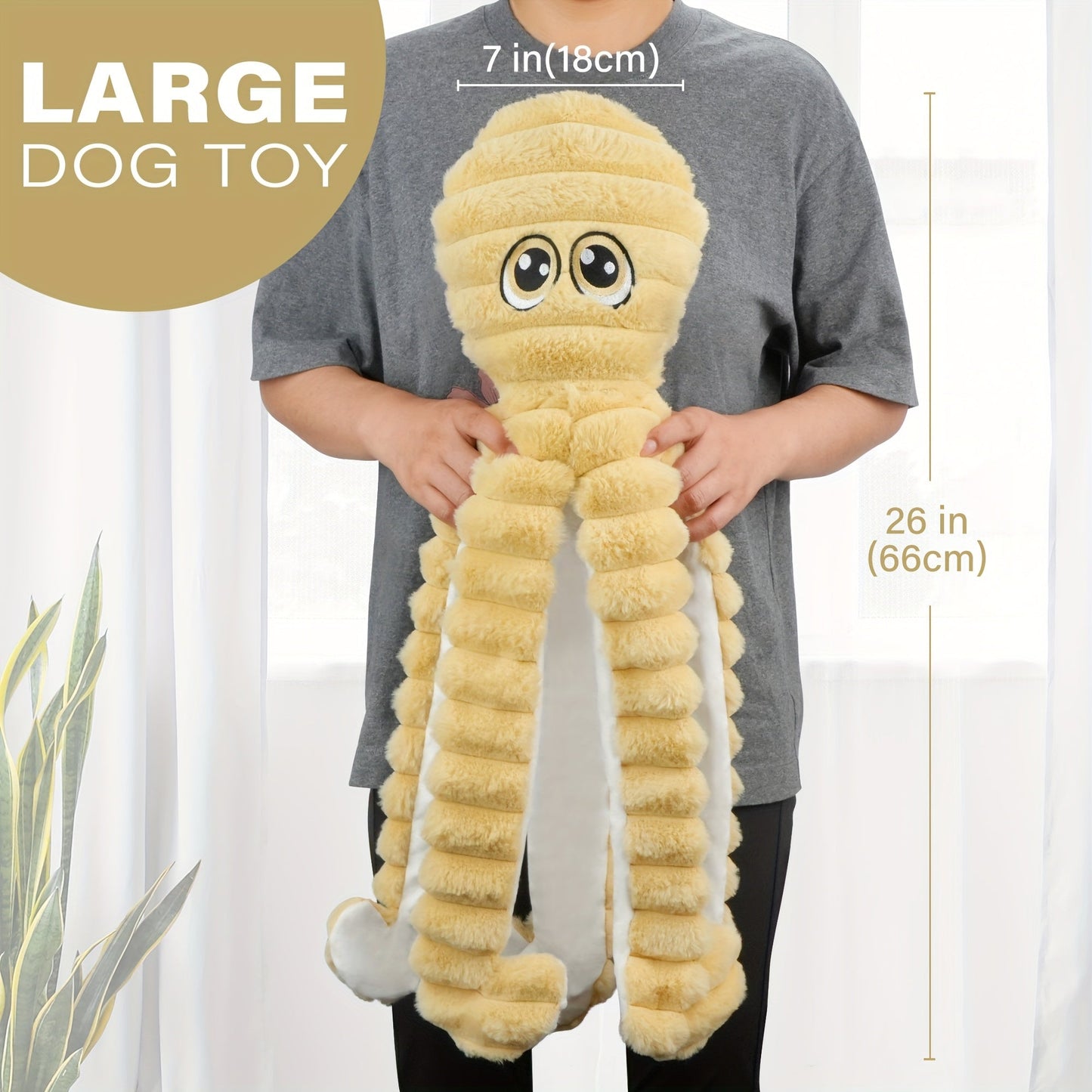 Squeaky Octopus Dog Toy - Soft Plush Chew Toy with Squeaker & Teeth Cleaning Design for Small Medium Large Dogs, Interactive Stuffed Animal Puppy Toy, Cute Durable Dog Gift - 6 Colors