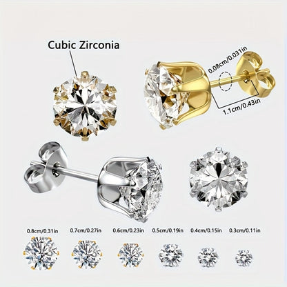 Ear Piercing Gun Kit 36pcs - 24 Stainless Steel Studs & 12 Crown-Shaped Earrings with Reusable Black Piercing Tool, Marking Pen & Stainless Steel Jewelry Set for Home Salon Use