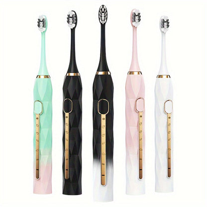 Sonic Electric Toothbrush IPX8 Waterproof USB Rechargeable with 10 Replacement Heads, Intelligent Timer, Travel Case & Charging Base – 5 Colors for Men & Women