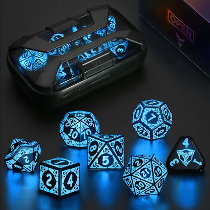 LED Dice Set 7pcs Wireless Rechargeable Light Up – Colorful Glowing Polyhedral Dice with Charging Box, D4 D6 D8 D10 D12 D20 for DnD RPG Tabletop Games, Gamer Gift Halloween Christmas Birthday