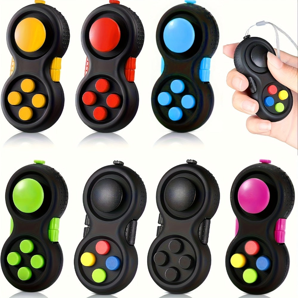 Fidget Pad Game Controller Design 8-in-1 Sensory Toy for Kids Adults – ADHD Anxiety Stress Relief Handheld Cube 7 Colors Variety Pack