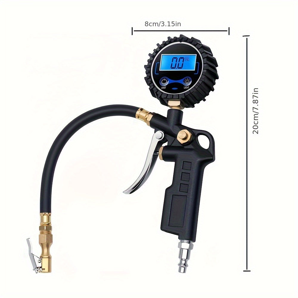 Digital Tire Inflator with Pressure Gauge - 200 PSI (with 3pcs Connector)