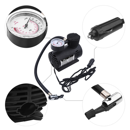 Portable Mini Air Compressor 12V 300PSI – Multi-Use Inflator Pump for Car Tires, Bikes, Balls & Inflatables – Compact Electric Tire Inflator for Home, Camping & Emergency Use