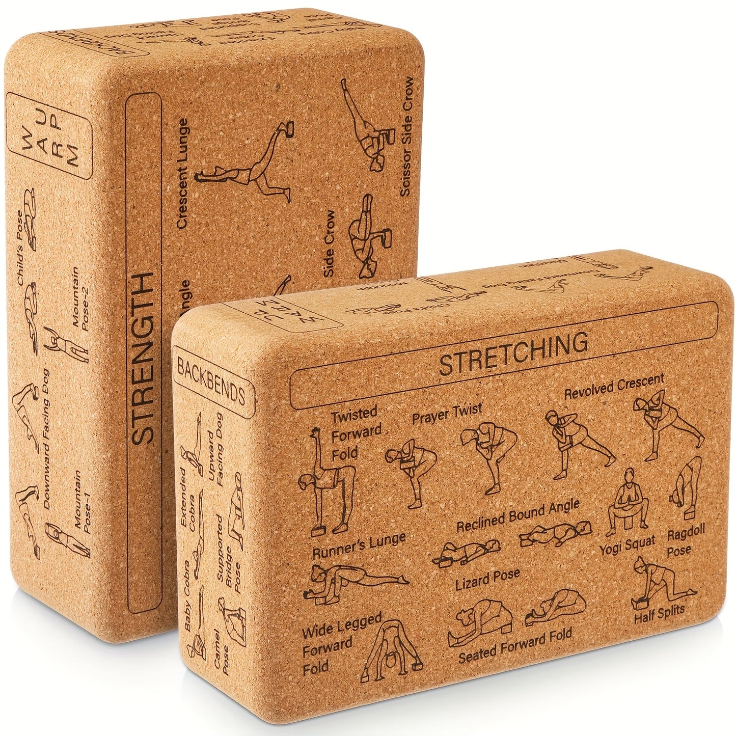 Cork Yoga Blocks 2 Pack – High-Density Non-Slip Cork Yoga Brick Set for Support, Balance & Flexibility, Suitable for Beginners & Advanced Yogis, Pilates & Stretching Aid