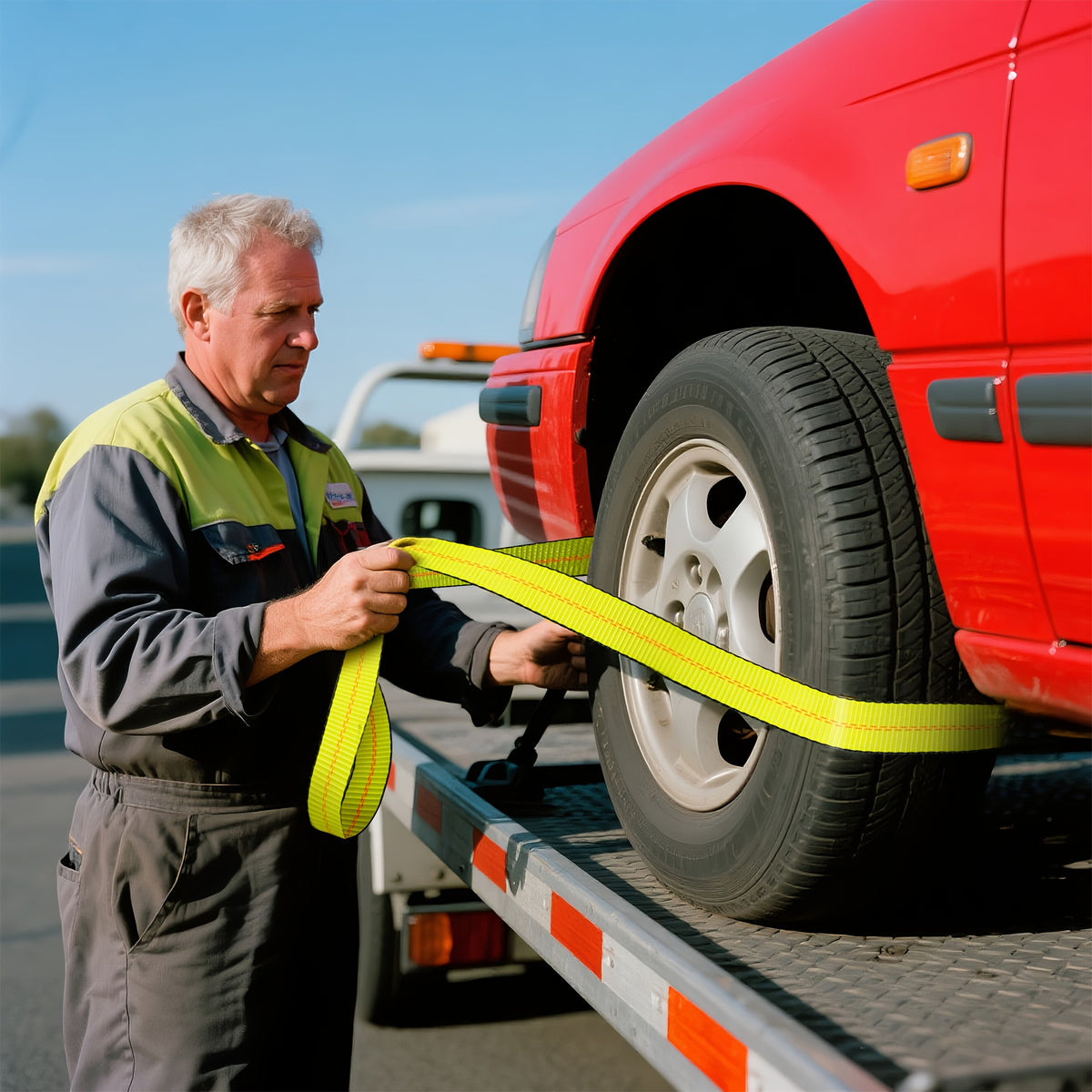 8 Pack 2" X 96" Lasso Strap, 9900LBS Break Strength, D Ring Auto Tie Down For Wheel Lift, Trailer, Tow Truck