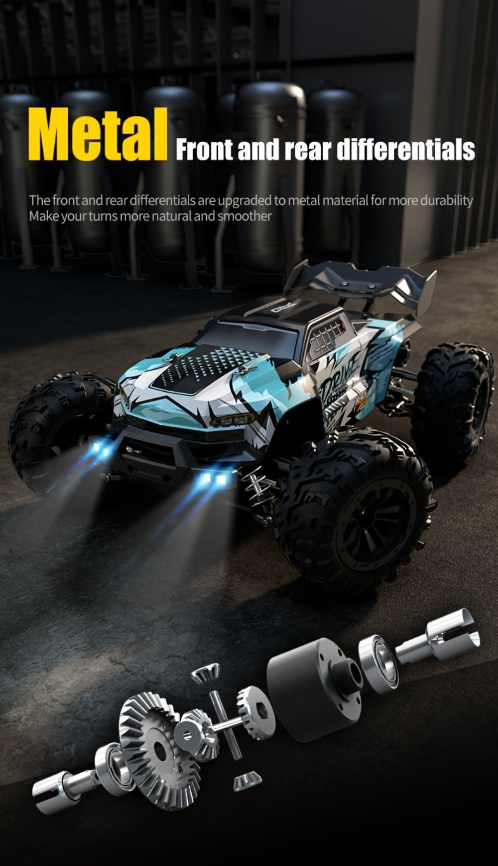 70KM/H High-Speed RC Off-Road Car 1:16 Scale 4WD – 2.4GHz Remote Control Truck with Simulation Structure, All-Terrain Monster Truck for Kids & Adults, Birthday Gift, Red Blue Black