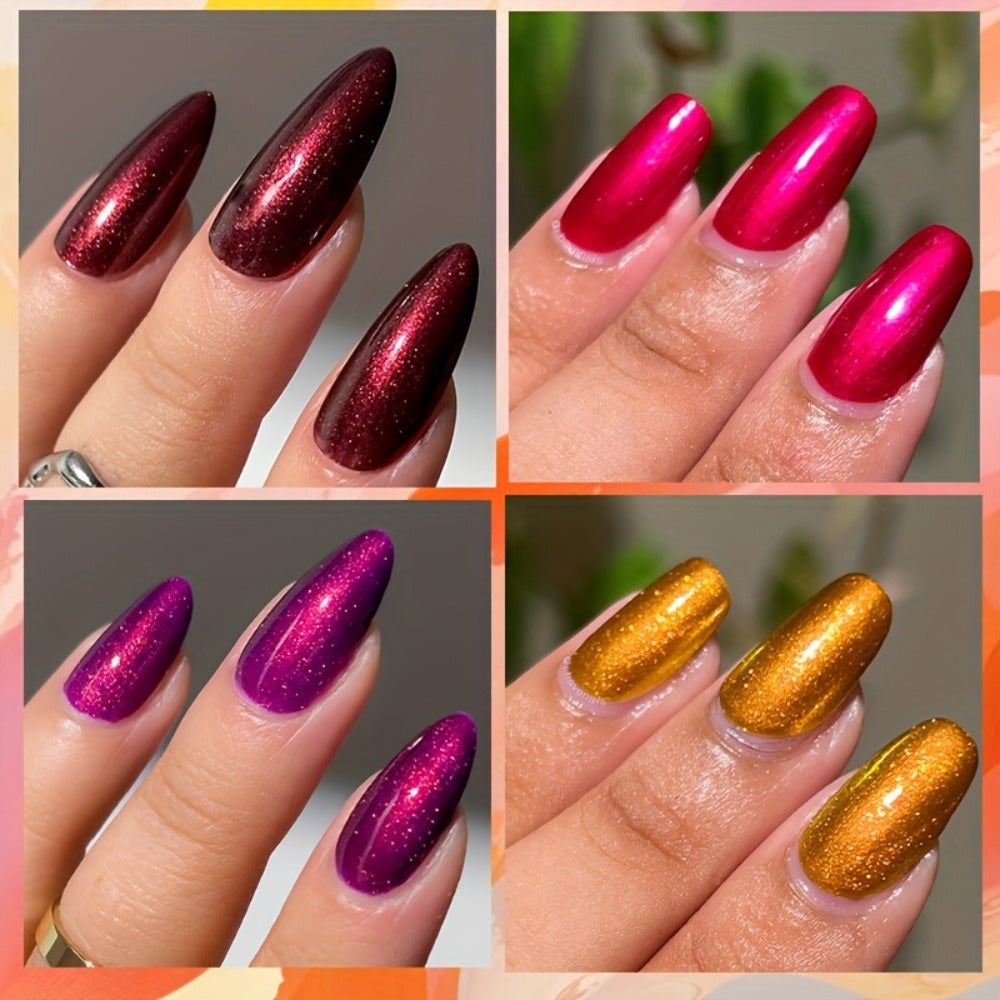 Glitter Gel Nail Polish Set 6pcs Metallic Sparkle – Liquid Glitter Soak-Off Gel in Red & Purple, LED Curable High-Shine Nail Art Kit 0.24oz Each for Salon & Home Manicure Women by LILYCUTE