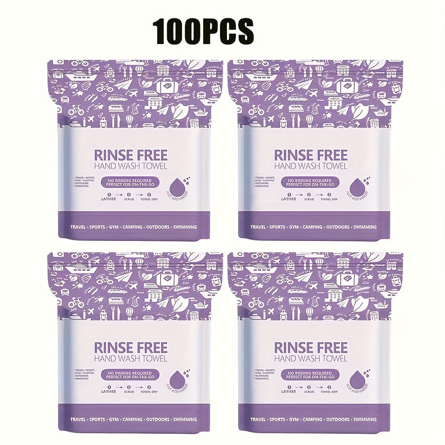 Disposable No-Rinse Foaming Bath Towels - Large 11.81" Body Wipes, Wet & Wipe Cleansing Cloths for Elderly Care, Camping, Post-Surgery, Fitness & Travel, Bulk 50/100/200 Pack, No Shower Needed