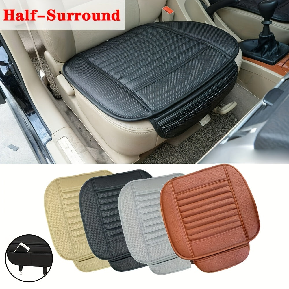 2pcs Premium Car PU Leather Car Seat Cover Pads, Car Half-wrapped Seat Protectors with Non-slip Bottom, Breathable Sponge Filled Car Seat Front Row Protectors, Suitable for Most Vehicles