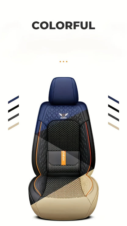 Car Seat Covers Full Set – Faux Leather 5-Seat & 2-Front Options, 3D Diamond Embroidery, Waterproof & Non-Slip for SUVs, Sedans & Trucks