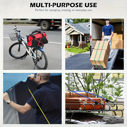 32pcs Premium Elastic Cord SetIt Includes Heavy-duty Outdoor Elastic Cords In 10-inch, 18-inch, 24-inch, And 40-inch Lengths, 4 Sunshade Clips, And 6 Small Spherical Elastic Cords.
