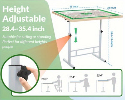 Jigsaw Puzzle Table with 4 Drawers 1500 Pieces – Adjustable Angle & Height 35"x26" Tilting Wood Board with Metal Legs, Ergonomic Puzzle Workstation for Adults Seniors Neck Back Pain Relief, Christmas Gift