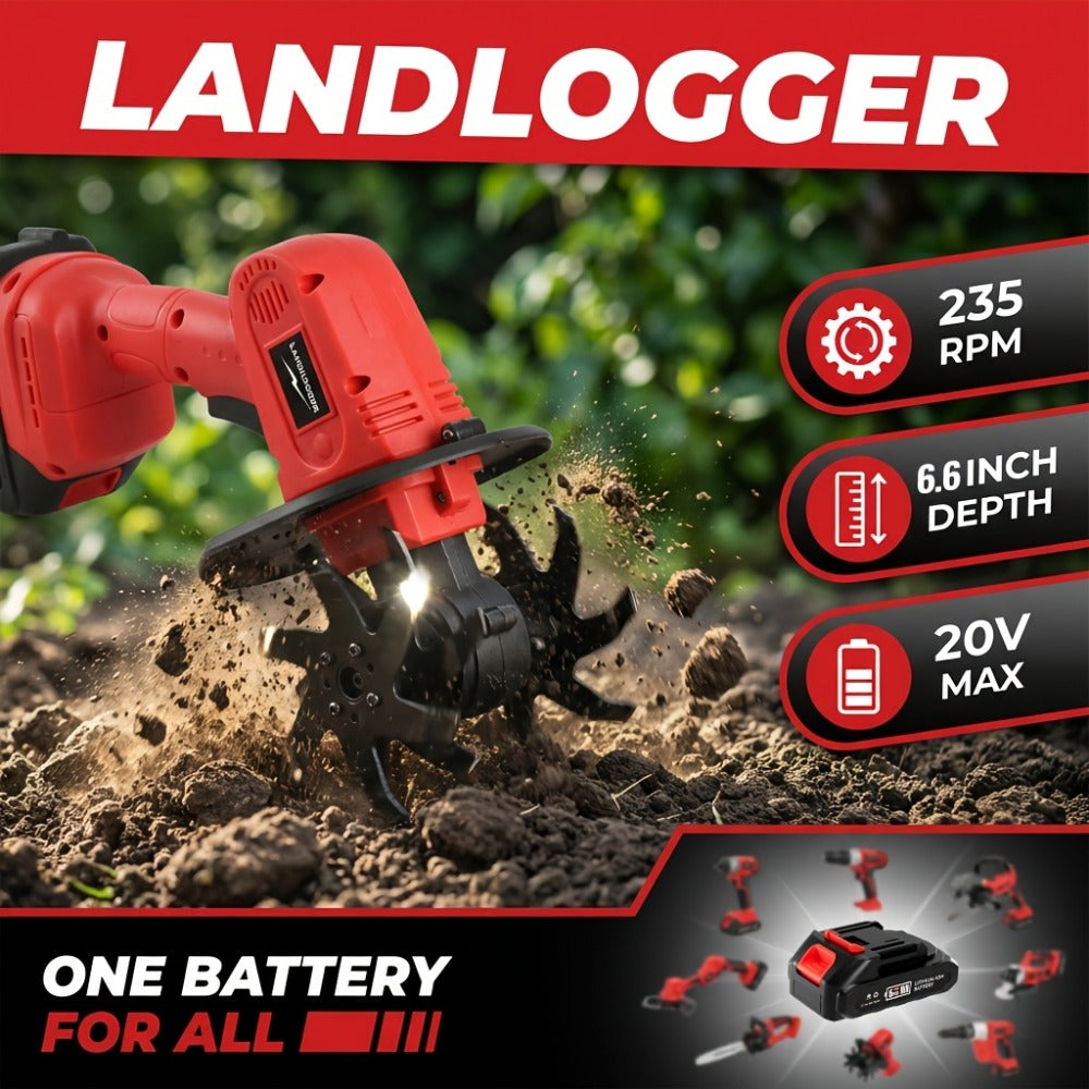 Cordless Electric Cultivator 20V Lightweight Handheld Rotary Tiller – 9-Inch Width 6.6-Inch Depth, 1 or 2 Batteries & Charger, Garden Soil Tiller for Courtyard Farmland Vegetable Garden Raised Bed